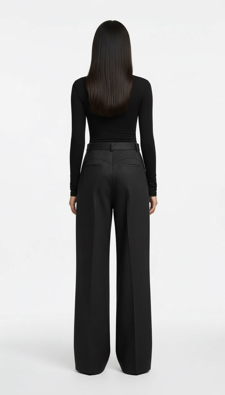 DIANDRA DİKİŞ DETAYLI YÜN SİYAH PANTOLON