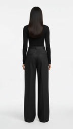 DIANDRA DİKİŞ DETAYLI YÜN SİYAH PANTOLON