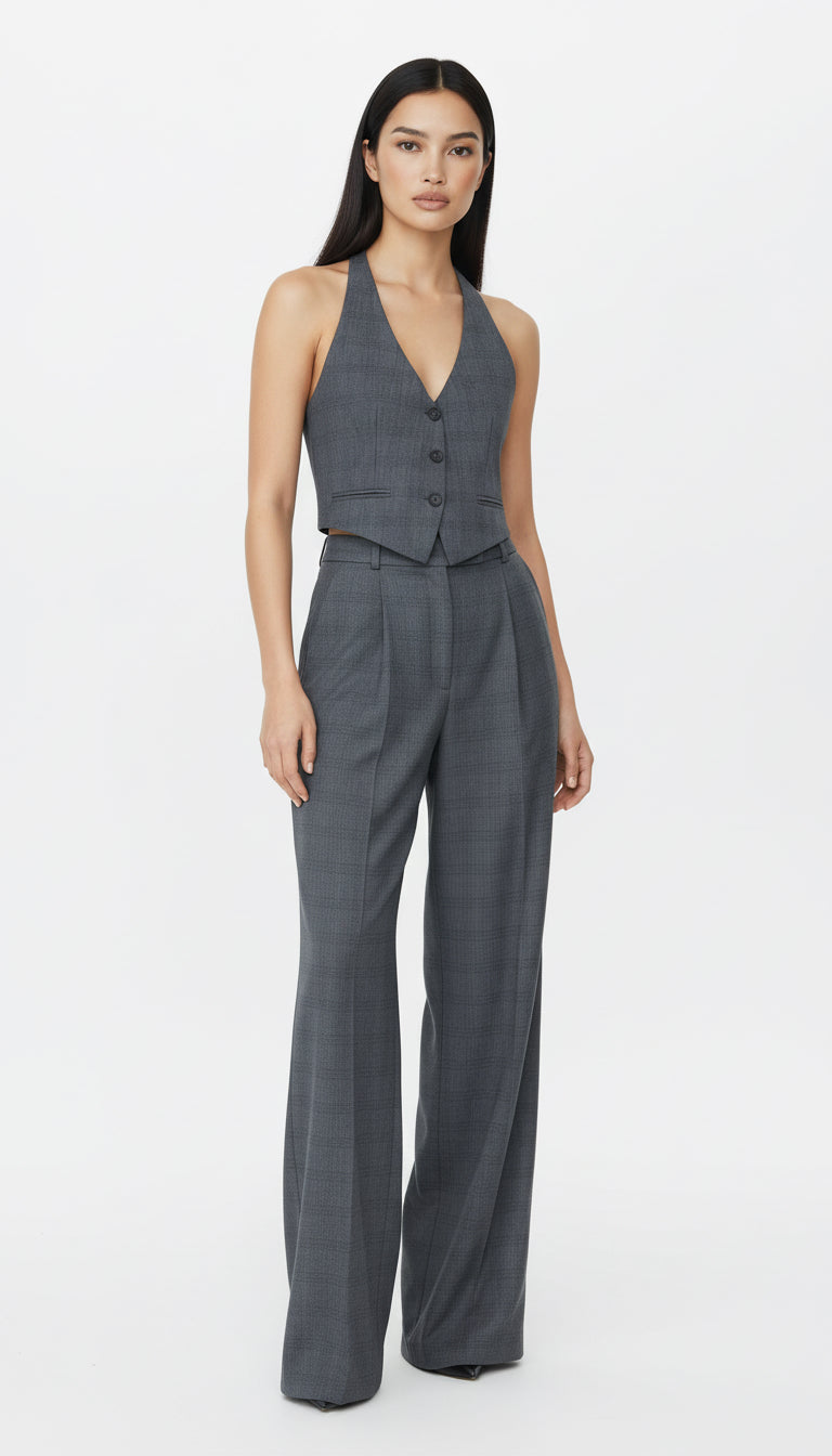 GARTER SILK WOOL PALAZZO TROUSERS