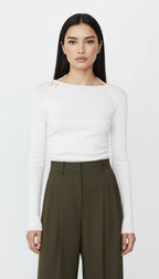 CALMA UZUN KOLLU EKRU BLUZ