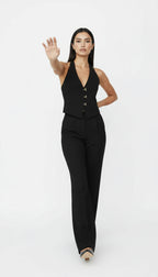 HADDY ORGANİK KETEN SİYAH YELEK