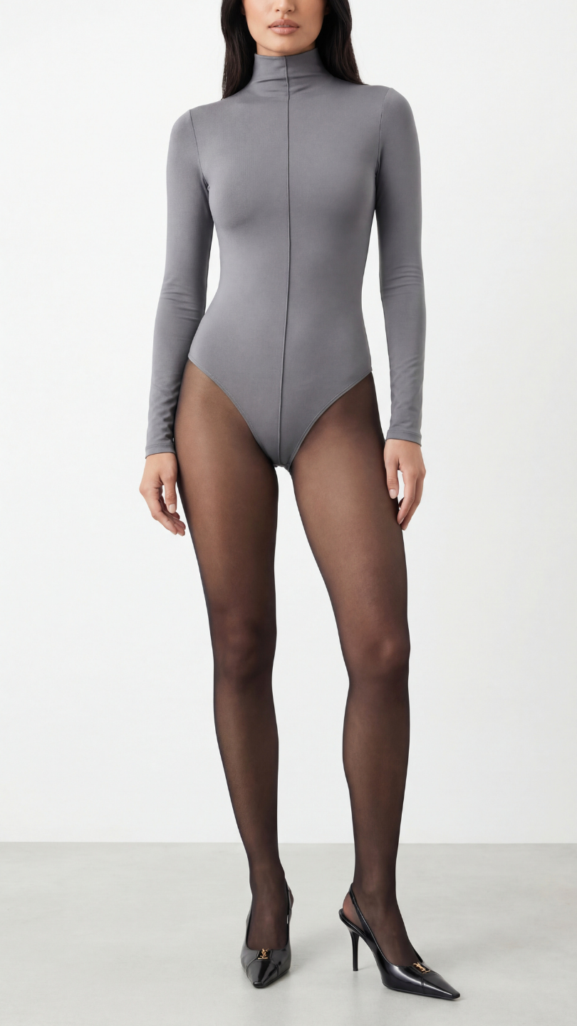 NENSI BOĞAZLI GRİ BODYSUIT