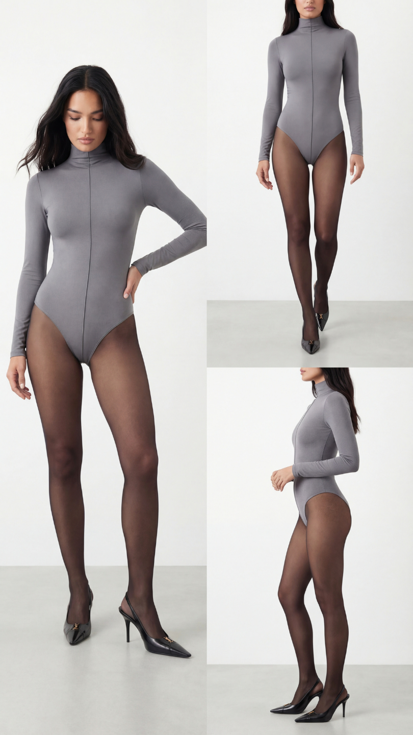 NENSI BOĞAZLI GRİ BODYSUIT