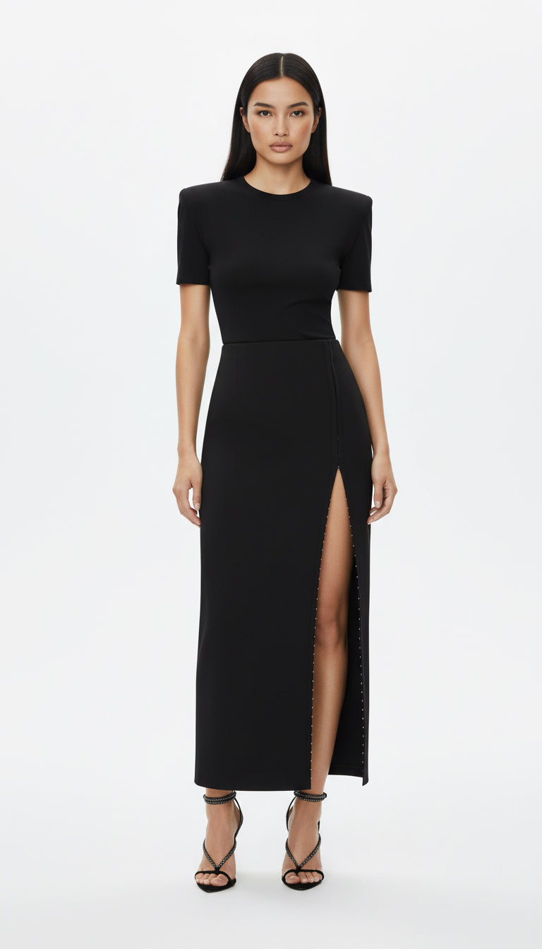 LUCEE BLACK SLIPPED SKIRT