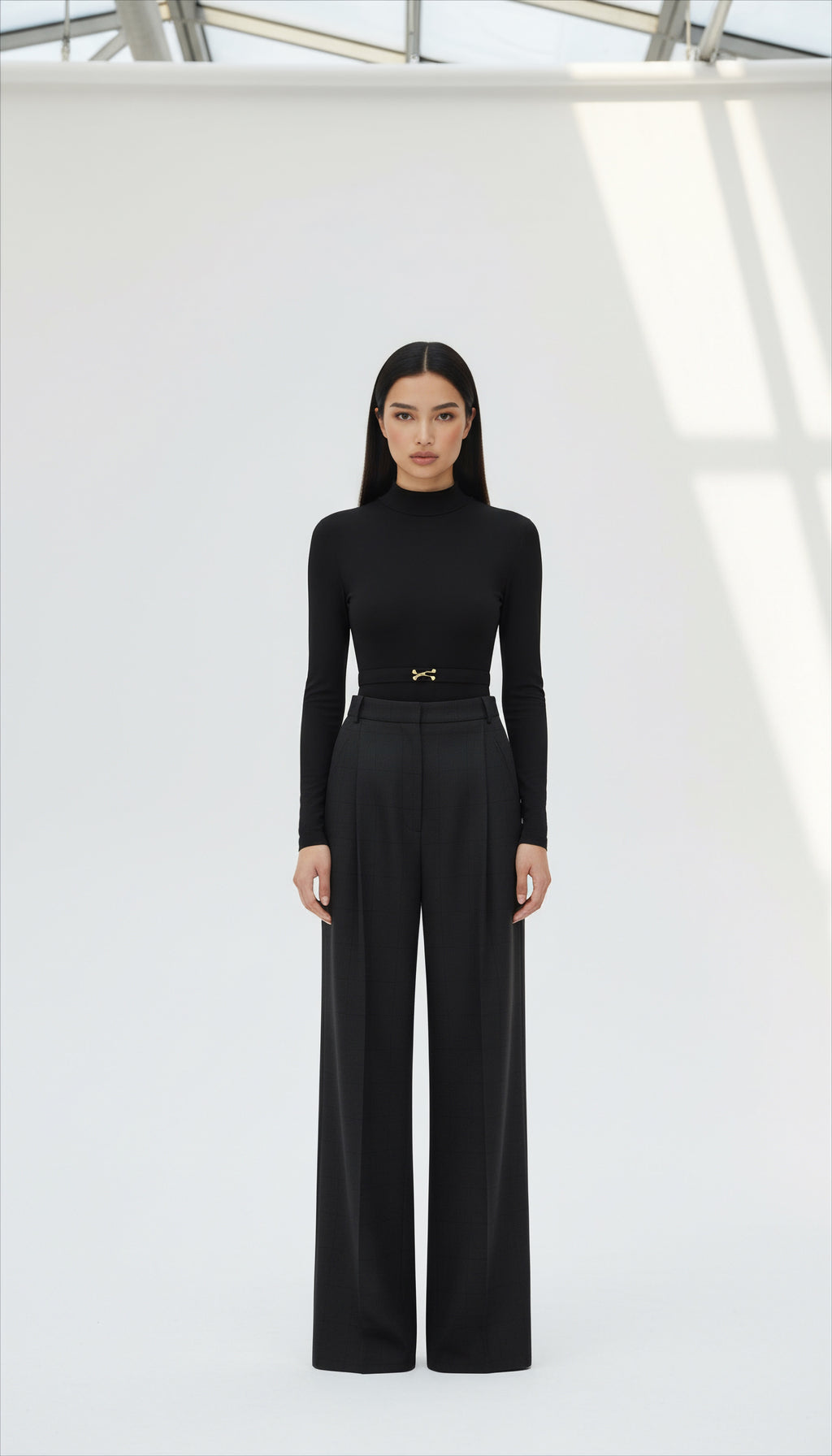 DIANDRA DİKİŞ DETAYLI YÜN SİYAH PANTOLON