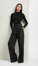 DIANDRA DİKİŞ DETAYLI YÜN SİYAH PANTOLON