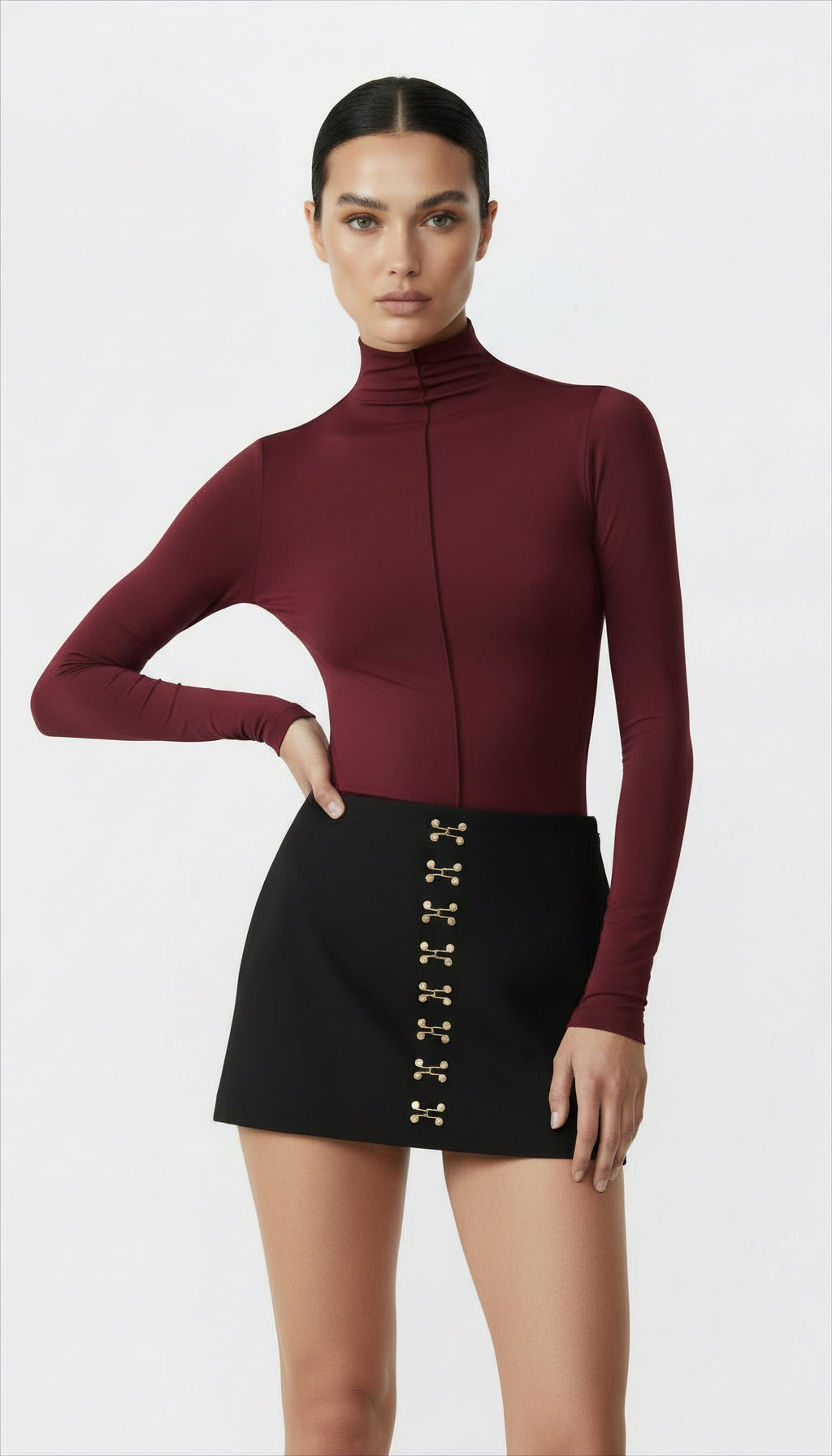 NENSI BOĞAZLI BORDO BODYSUIT