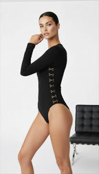 QUINN SİYAH BİSİKLET YAKA BODYSUIT