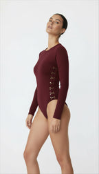 QUINN BORDO BİSİKLET YAKA BODYSUIT