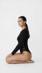 QUINN SİYAH BİSİKLET YAKA BODYSUIT