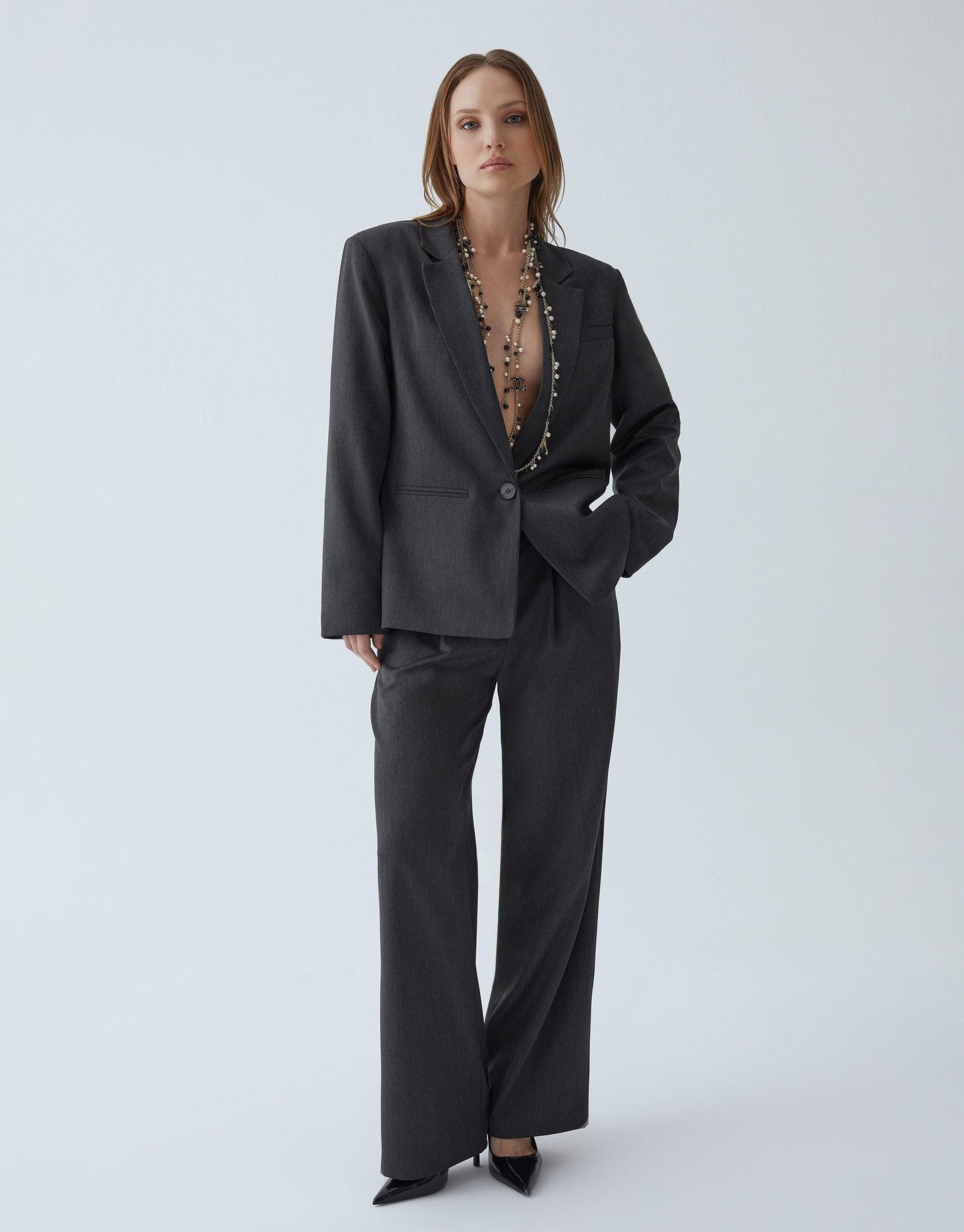 GARTER GRAY PALAZZO TROUSERS