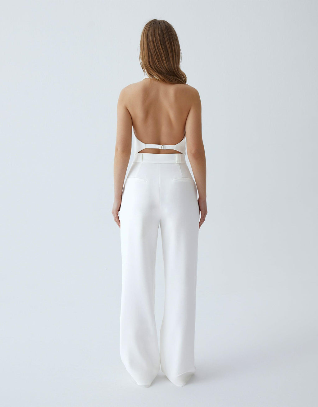 GARTER ECRU PALAZZO TROUSERS