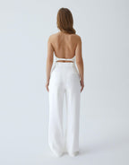 GARTER ECRU PALAZZO TROUSERS