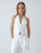 GARTER ECRU PALAZZO TROUSERS
