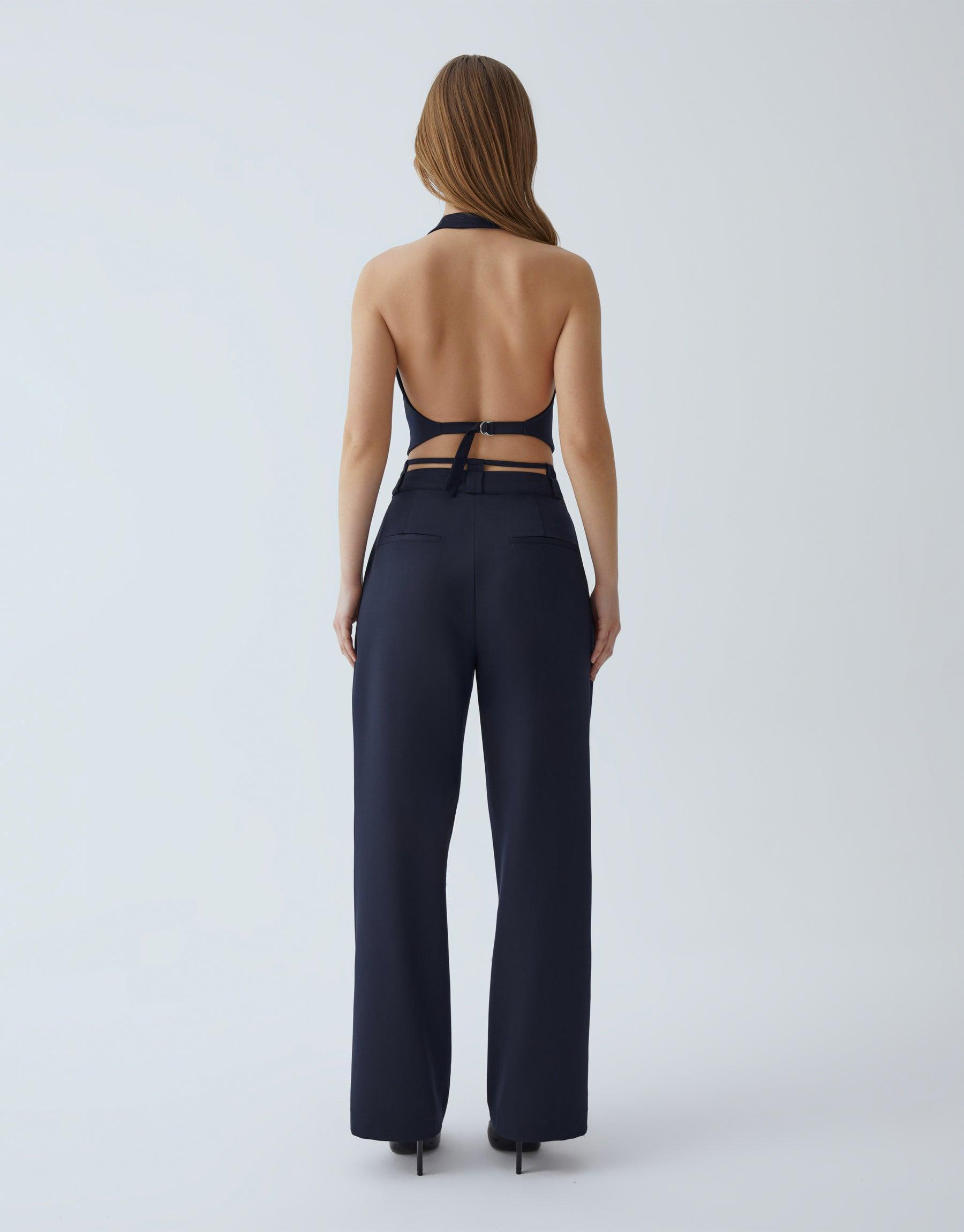 FLEUR DARK BLUE PALAZZO TROUSERS