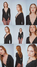 UMA SİYAH V YAKA BODYSUIT