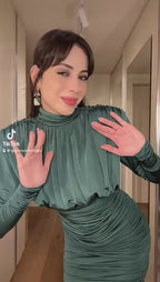 AMOR DRAPELİ HAKİ MİNİ ELBİSE