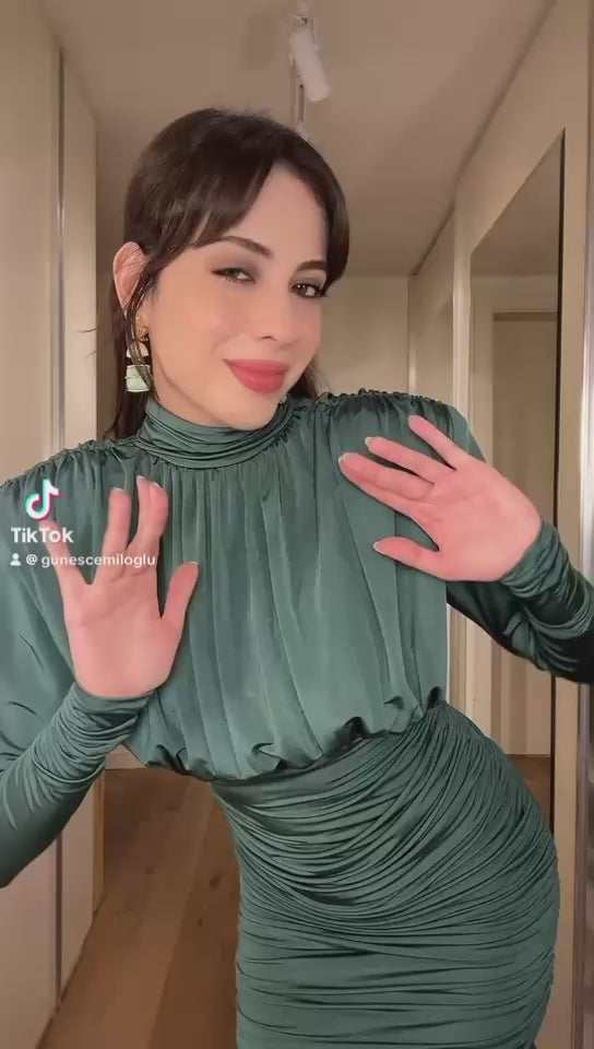 AMOR DRAPED KHAKI MINI DRESS