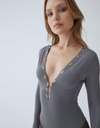 UMA FÜME V YAKA BODYSUIT